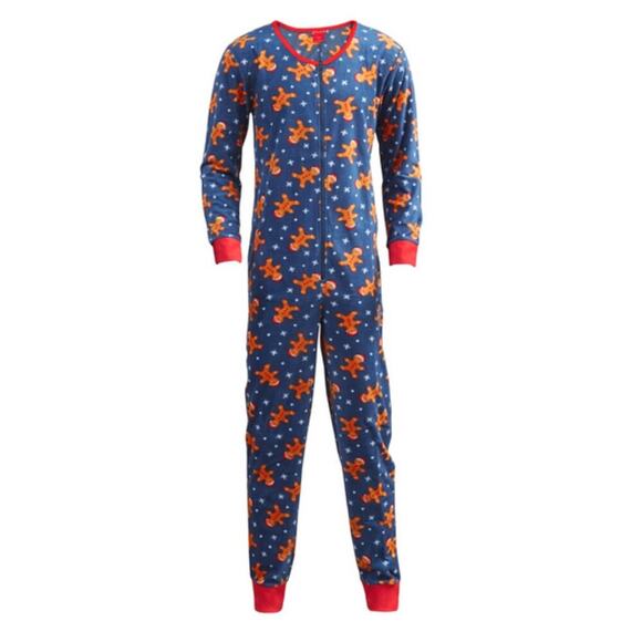 Jammies by Hip Style Men's Blue Gingerbread Jumpsuit One Piece Size Large - Picture 1 of 1